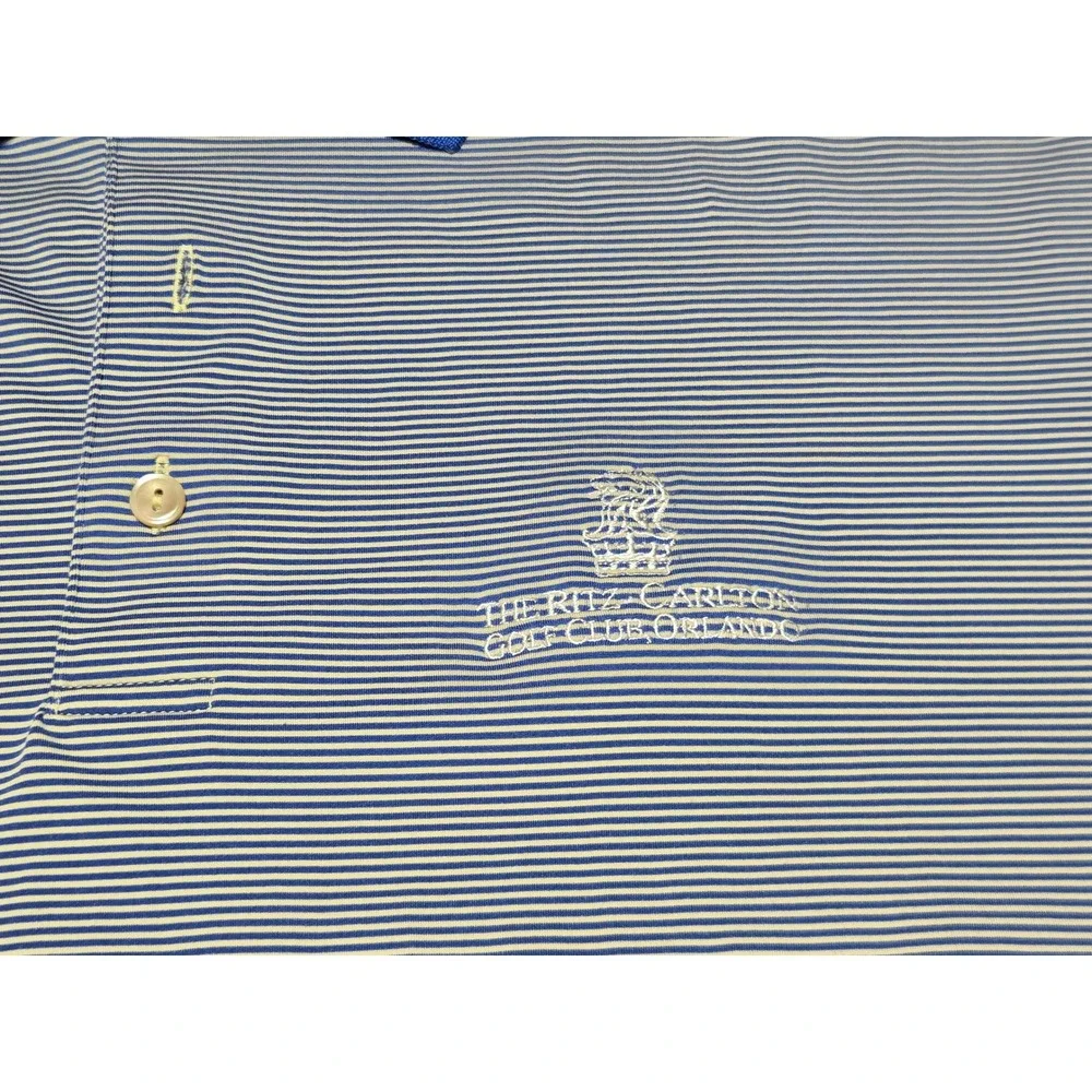 Peter Millar Summer Comfort Golf Polo Shirt Mens XL Blue Stripe‎ Carlton Club